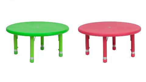 Goddard 45 Round Plastic Height Adjustable Activity Table School Table for 4
